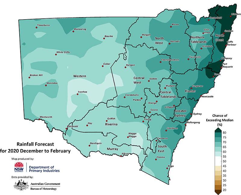 Figure 26. Seasonal rainfall outlook for NSW issued on 03 December 2020 Rainfall outlook