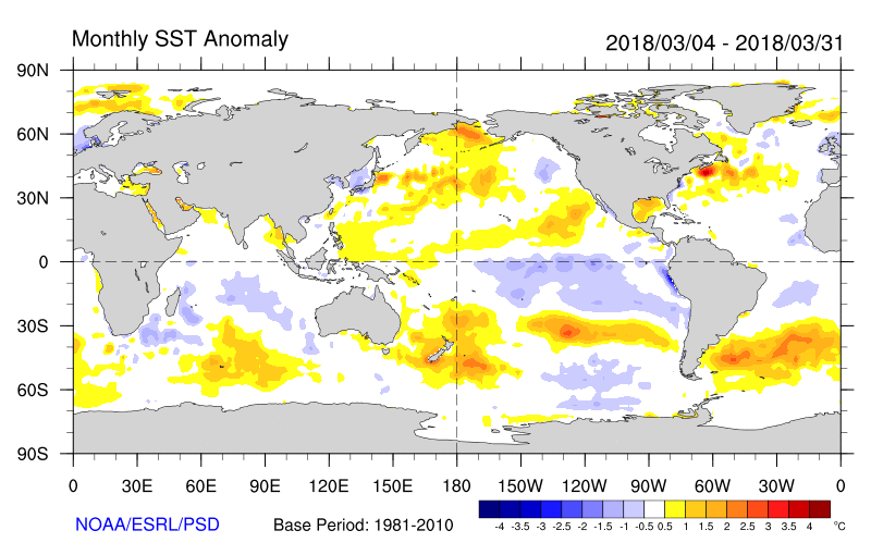 Figure 25. Monthly sea surface temperatures (Source: NOAA) Obtain an accessible explanation of the chart from the author kim.broadfoot@dpi.nsw.gov.au
