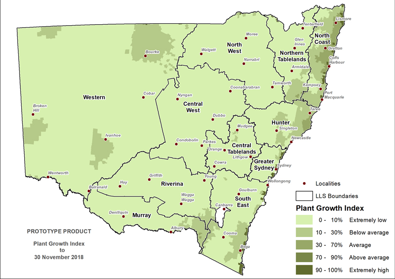 Figure 9. Plant Growth Index (PGI) to 31 October 2018 For an accessible explanation of this map contact the owner kim.braoadfoot@dpi.nsw.gov.au