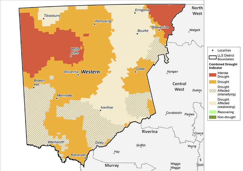 Figure 15. Combined Drought Indicator for the Western region For an accessible explanation of this map contact the author kim.broadfoot@dpi.nsw.gov.au
