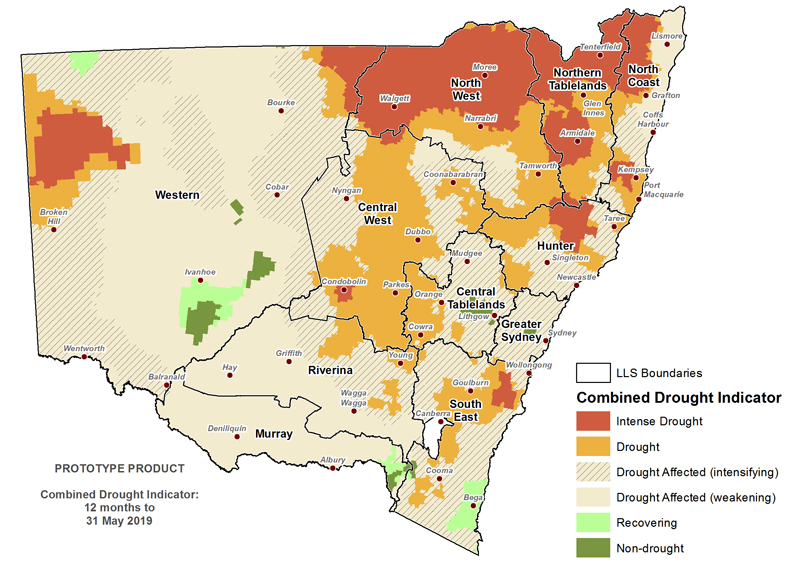 Figure 1. Verified NSW Combined Drought Indicator to 31 May 2019 For an accessible explanation of this graphic contact the author scott.wallace@dpi.nsw.gov.au