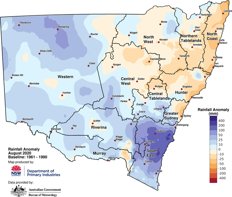 Figure 2a. Rainfall anomaly – August 2020 For an accessible explanation of this image contact the author scott.wallace@dpi.nsw.gov.au