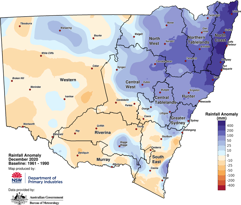 Figure 2a. Rainfall anomaly – December 2020 For an accessible explanation of this image contact the author seasonal.conditions@dpi.nsw.gov.au