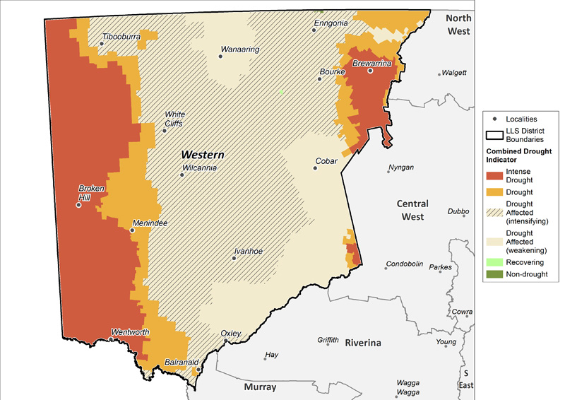 Figure 16. Combined Drought Indicator for the Western region For an accessible explanation of this image contact the author seasonal.conditions@dpi.nsw.gov.au