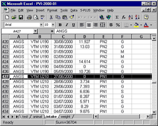 Excel spreadsheet