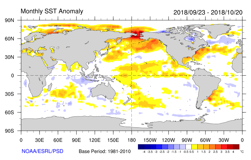 Figure 32. Monthly sea surface temperatures (Source: NOAA) For an accessible explanation of this image contact the author kim.broadfoot@dpi.nsw.gov.au