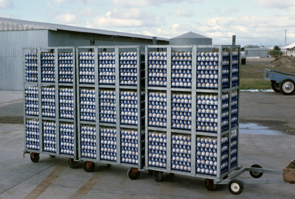 Eggs on a trolley