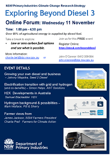 flyer promoting exploring beyond diesel webinar number 3