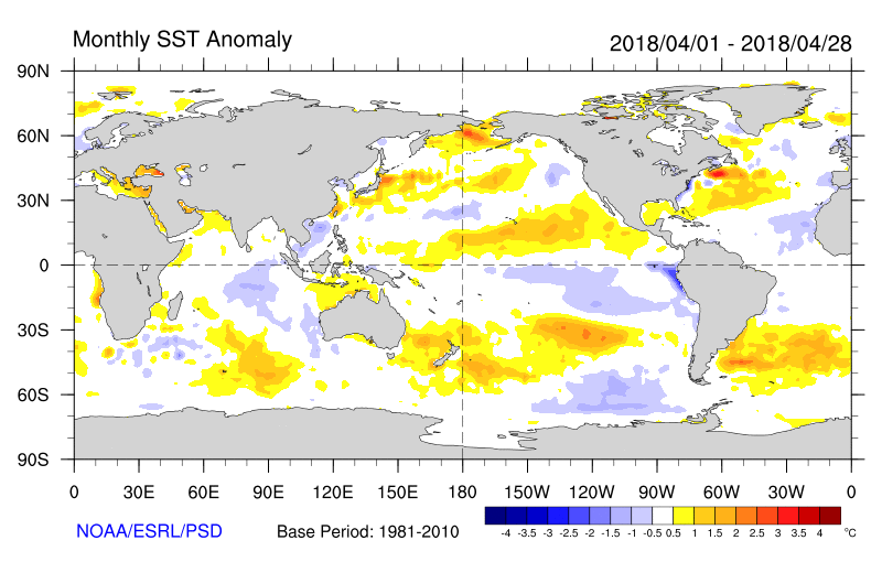Figure 25. Monthly sea surface temperatures (Source: NOAA) For an accessible explanation of this map contact the author anthony.clark@dpi.nsw.gov.au