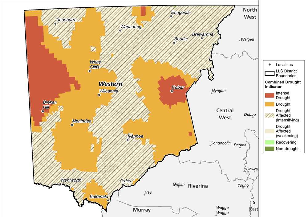 Figure 18. Combined Drought Indicator for the Western region For an accessible explanation of this image contact the author kim.braodfoot@dpi.nsw.gov.au