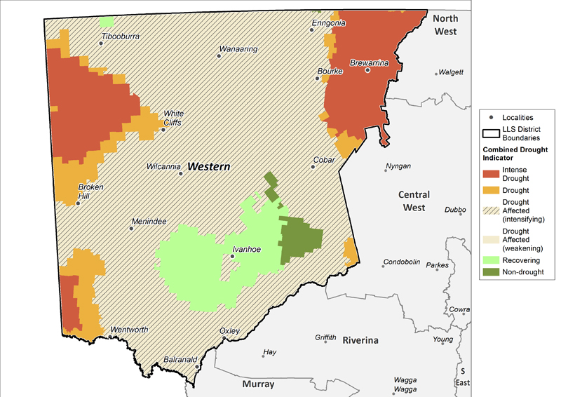 Figure 16. Combined Drought Indicator for the Western region For an accessible explanation of this map/graph contact the author seasonal.conditions@dpi.nsw.gov.au