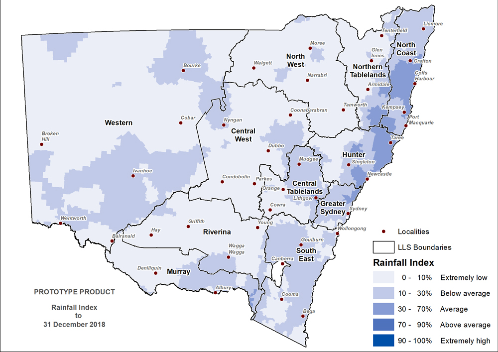 Figure 7. Rainfall Index (RI) to 31 December 2018 For an accessible explanation of this map contact the author kim.broadfoot@dpi.nsw.gov.au
