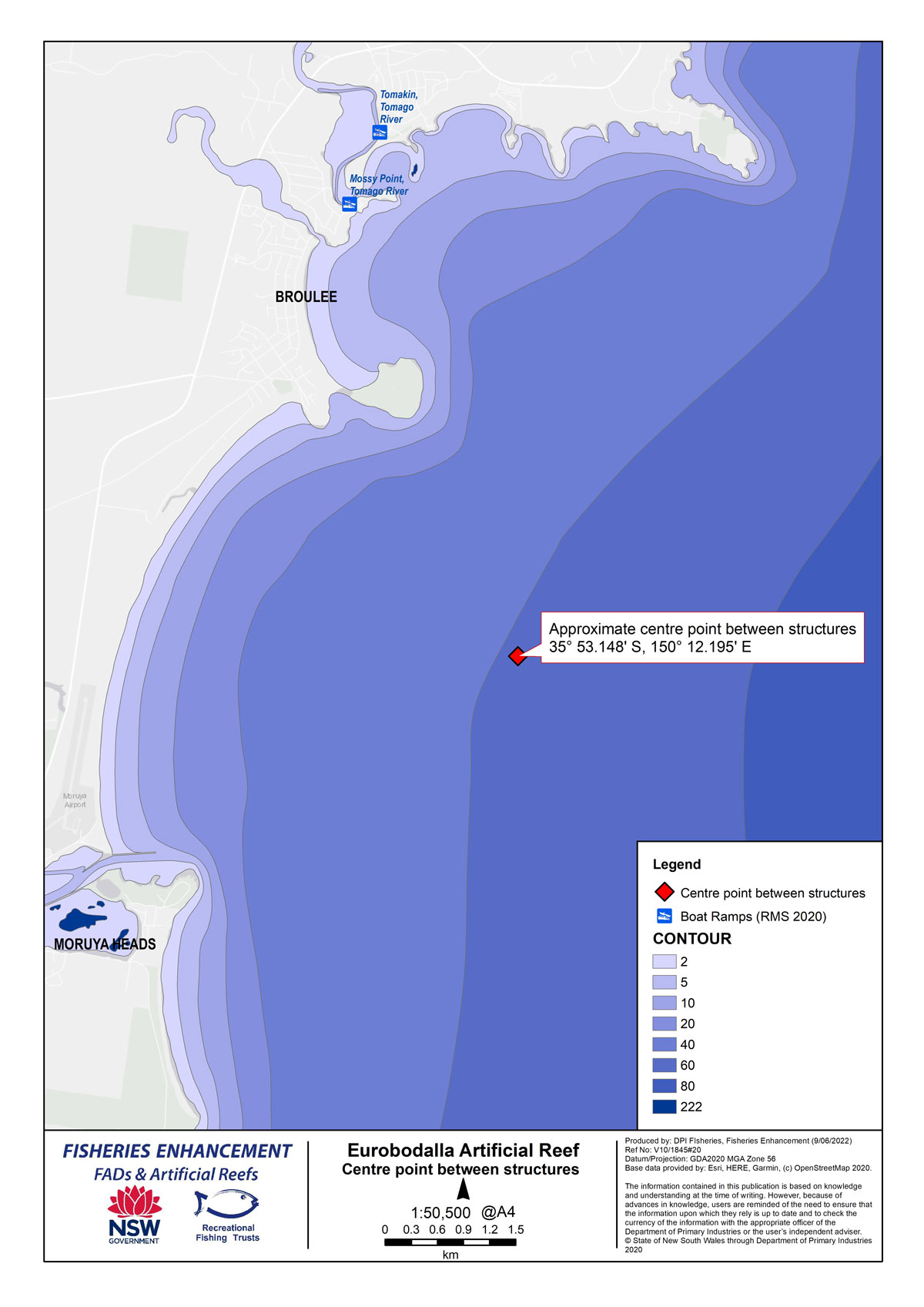 Map location of the Eurobodalla artificial reef