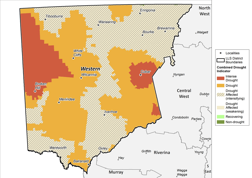 Figure 14. Combined Drought Indicator for the Western region For an accessible explanation of this diagram contact the author kim.broadfoot@dpi.nsw.gov.au