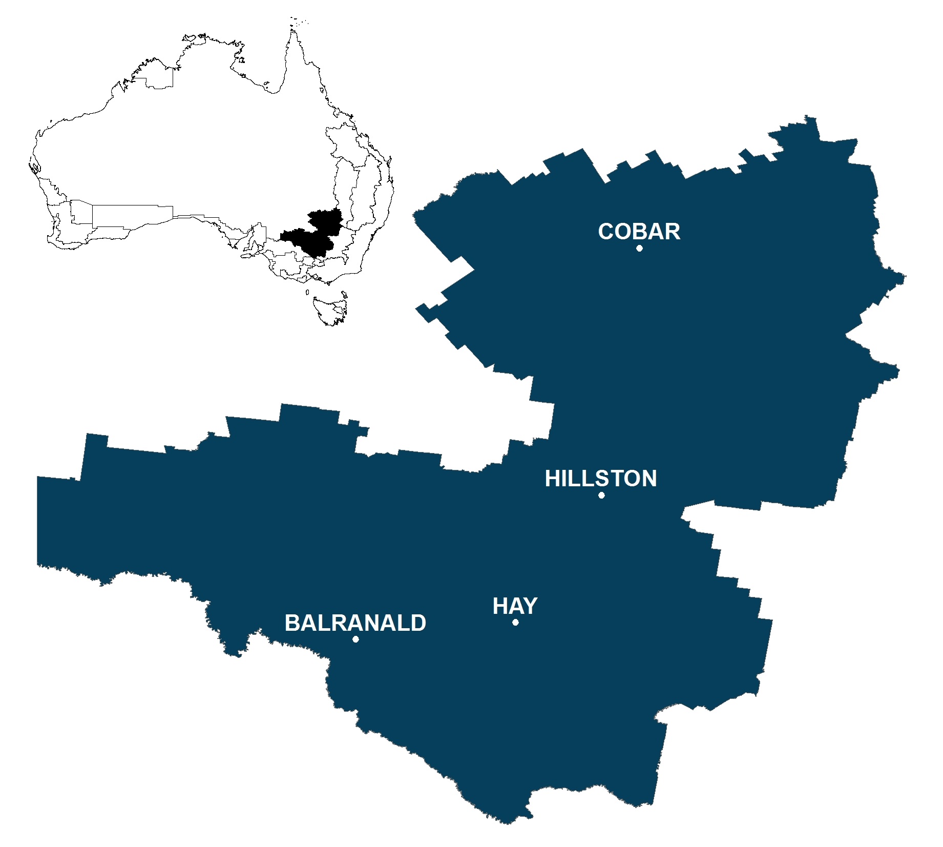 Figure 1: Map of the NSW Central agroecological zone showing boundaries and relevant towns. A map showing the locations covered by this region